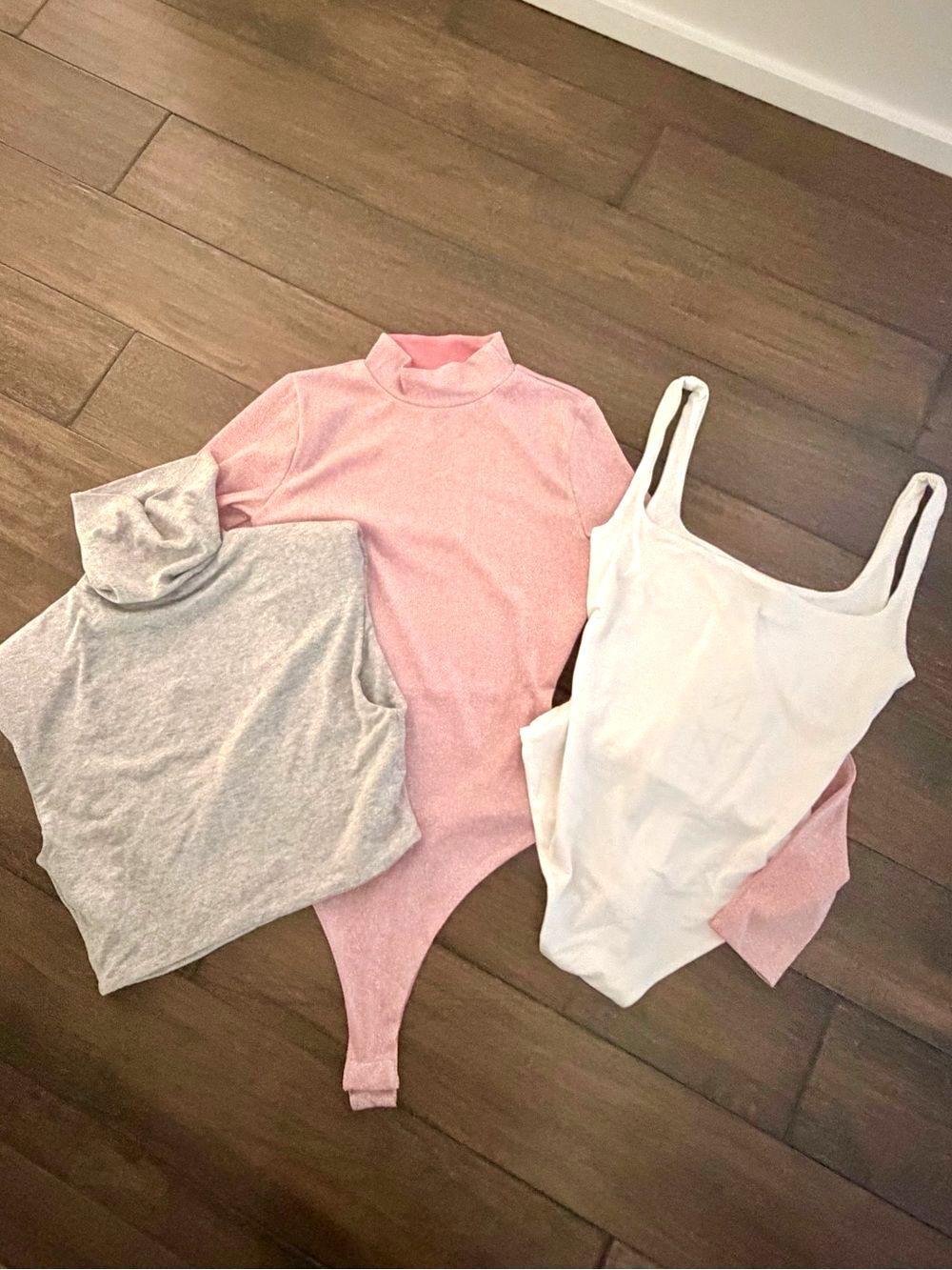 NAKED WARDROBE Bundle of 3 Tops 2 Bodysuits + Crop Turtleneck Tee Sz S NWT $240